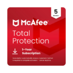 McAfee Total Protection – 5-Device Antivirus with Scam Protection | 1-Year Subscription with Auto-Renewal | Windows, Mac, Android, iOS & ChromeOS (Digital Download)