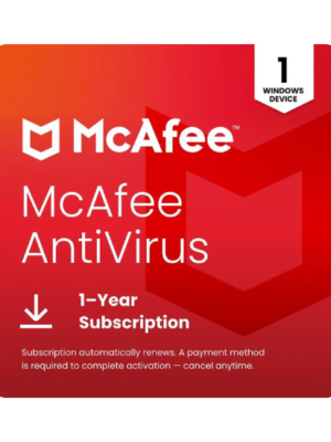 McAfee AntiVirus 2026 – Advanced Windows Protection | 1 Device | 1-Year Subscription with Auto-Renewal (Digital Download)