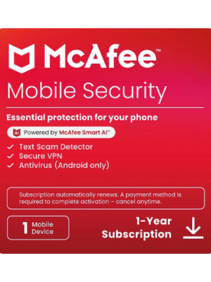 McAfee Mobile Security – Essential Protection for 1 User | Android, iOS & ChromeOS | Digital Download