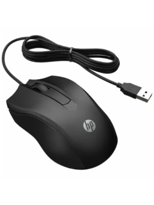 HP Wired Mouse 100 – Optical USB Mouse | 1600 DPI | 3 Buttons | Ambidextrous Design | Black