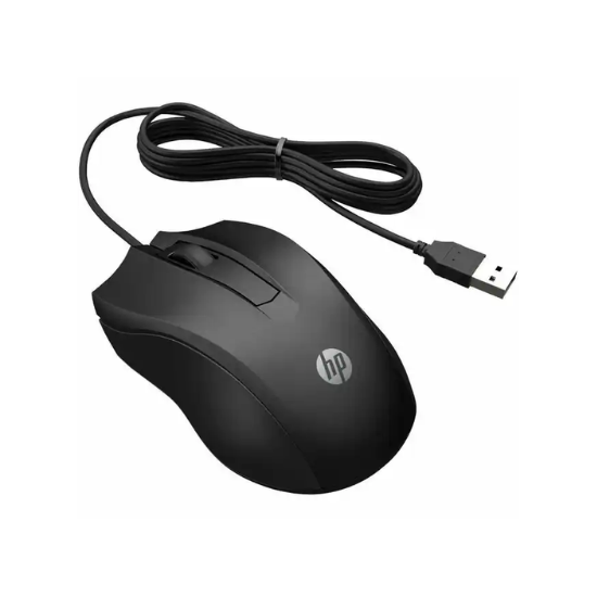 HP Wired Mouse 100 – Optical USB Mouse | 1600 DPI | 3 Buttons | Ambidextrous Design | Black