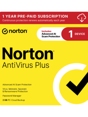 Norton AntiVirus Plus – Powerful Protection for 1 Device | 1-Year Subscription | PC/Mac (Digital Download)