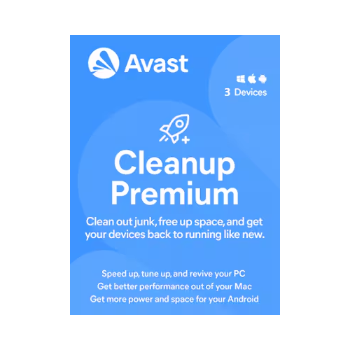 Avast Cleanup Premium 3 Devices 1 Year PC Mac Android Global
